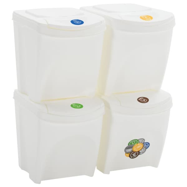 Stapelbara soptunnor 4 st vit 100 L polypropen