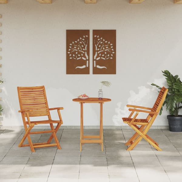 Fällbart bistroset 3 pcs Brun Massivt Akaciaträ