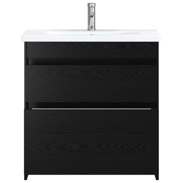 Badrumsmöbelset Svart ek 81 x 40 x 84,5 cm Konstruerat trä
