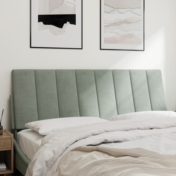Headboard Cushion "Hanko" Light Grey 120 cm Velvet
