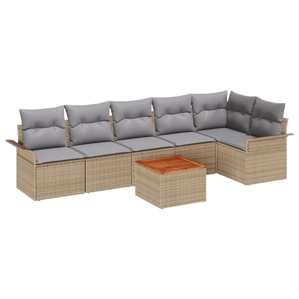 Trädgårdsoffset 7 pcs Beige och Ljusgrå konstrotting