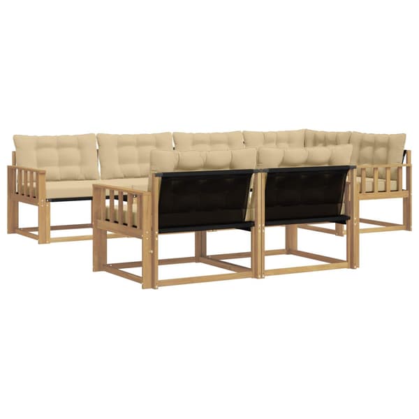 Utomhussoffset med kudde 7 pcs Vit och Beige
