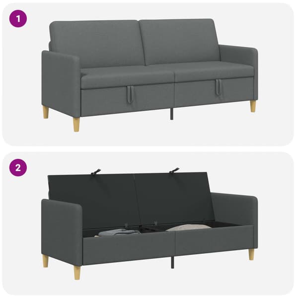 Soffa med förvaring Mörkgrå 192 x 78 x 87 cm Polyester
