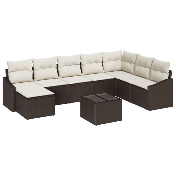 Soffset med kudde 9 pcs Brun konstrotting