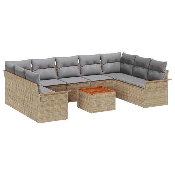 Trädgårdsoffset 10 pcs Beige och Ljusgrå konstrotting