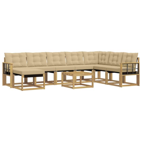 Utomhussoffset med kudde 9 pcs Vit och Beige