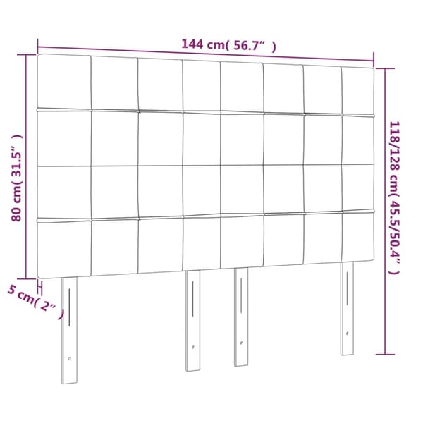 Sänggavel LED rosa 144x5x118/128 cm sammet