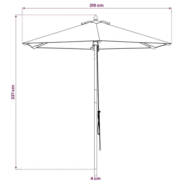 Trädgårdsparasol Ø 210 x 237 cm Massiv Eukalyptus Trä Gräddvit