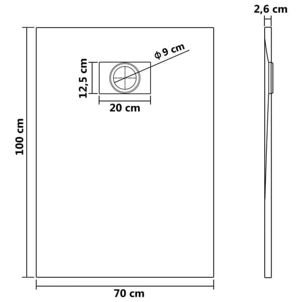 Duschkar SMC vit 100x70 cm