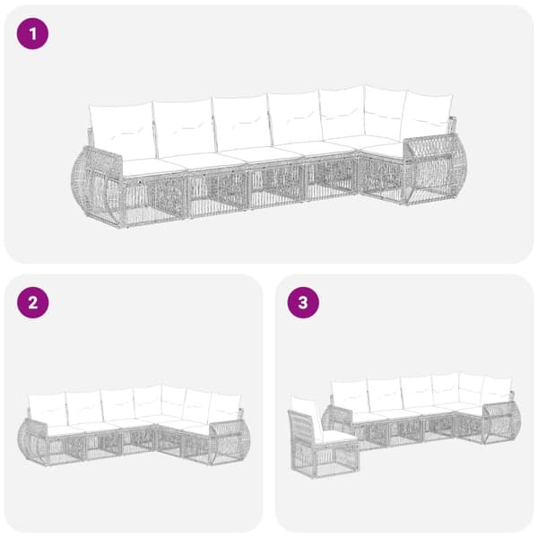 Trädgårdsoffset 6 pcs Grå och mörkgrå konstrotting