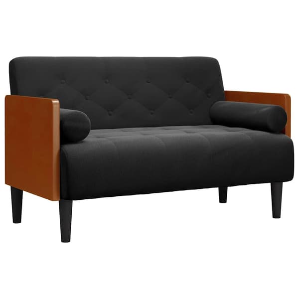 Loveseat soffa med dynor svart 110 cm sammet