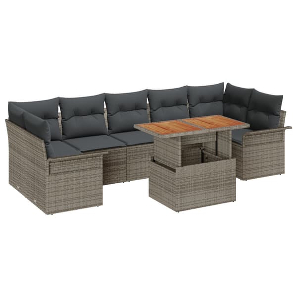 Trädgårdsoffset med lagring 8 pcs Grå Poly rattan