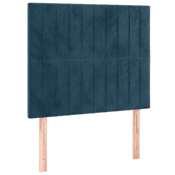Ramsäng med madrass & LED mörkblå 90x190 cm sammet