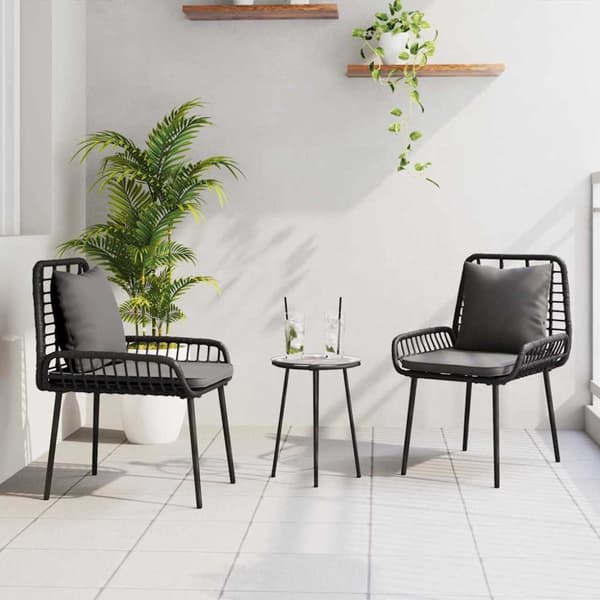 Trädgårdsmöbelset 3 pcs Svart och Anthracit konstrotting