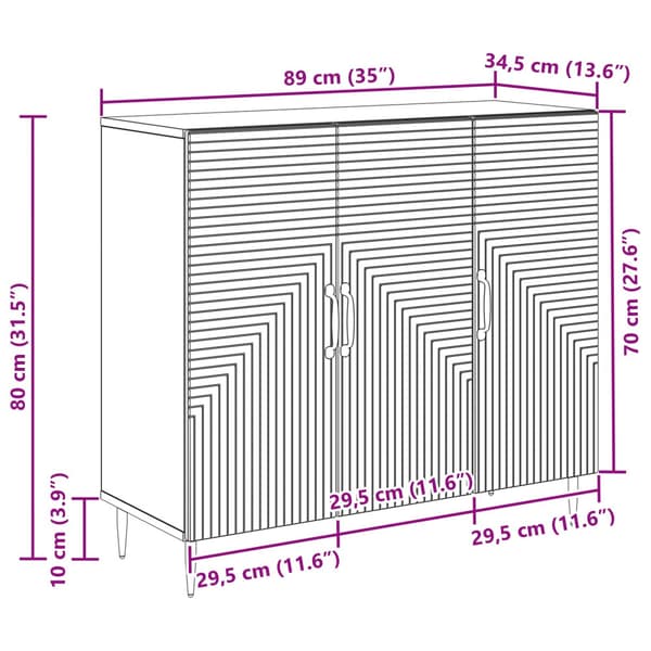 Sideboard Vit 89 x 34,5 x 80 cm Konstruerat trä
