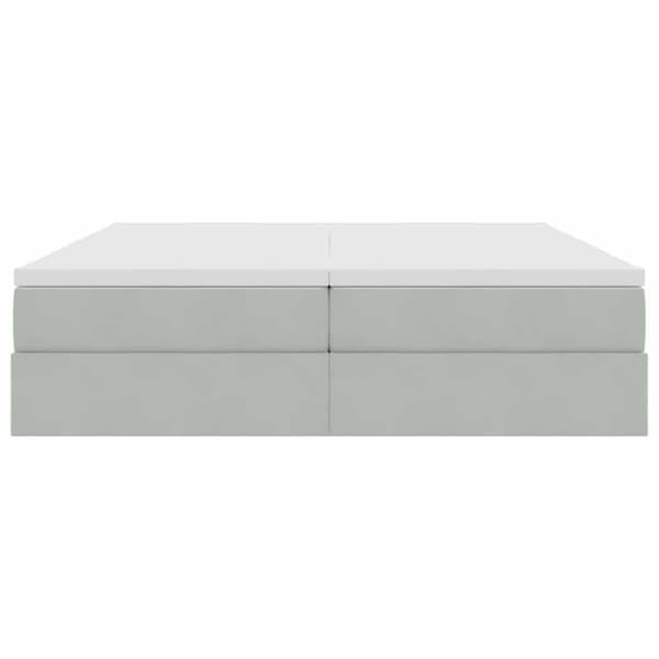 Förvaringssäng med madrass Ljusgrå 200 x 200 cm Sammet