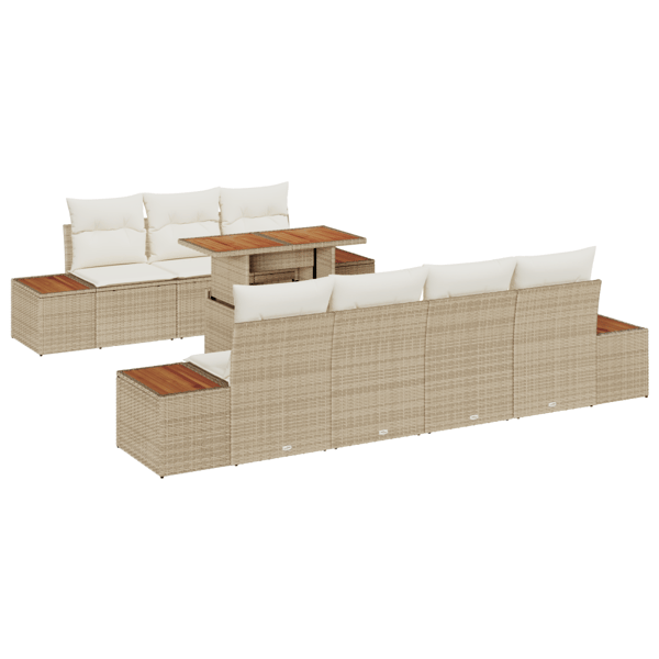 Trädgårdsoffset med lagring 8 pcs Beige Poly rattan