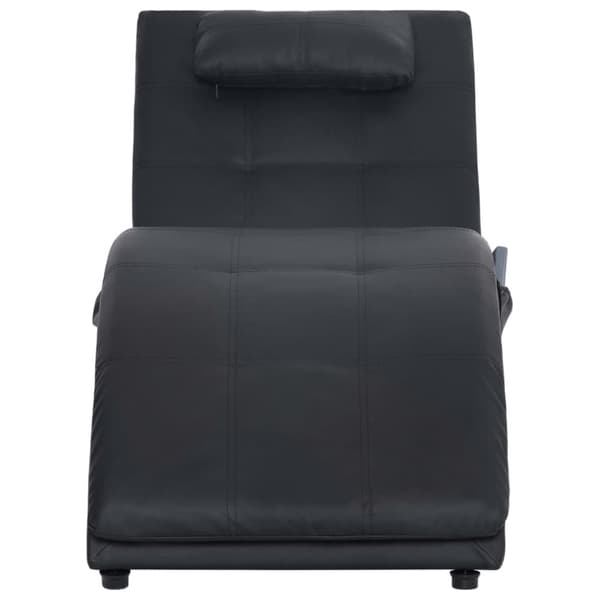 Massageschäslong med kudde svart konstläder