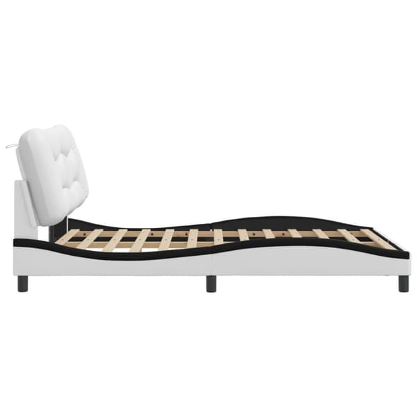 Bed Frame with LED without Mattress "Hvar" White and Black 140x200 cm