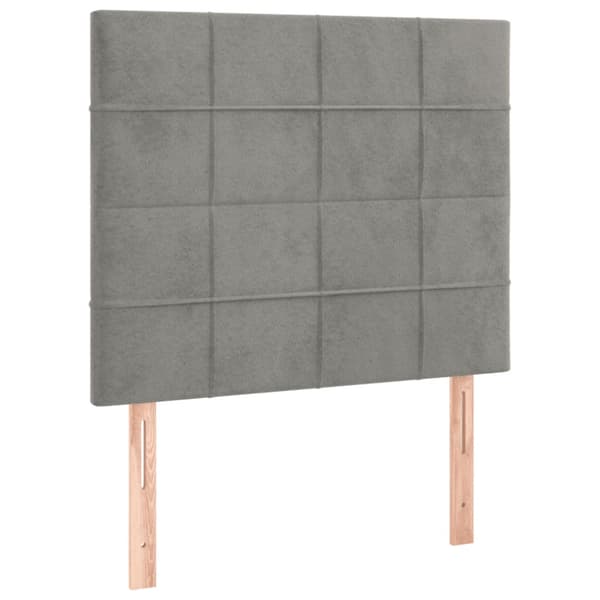 Ramsäng med madrass & LED ljusgrå 100x200 cm sammet