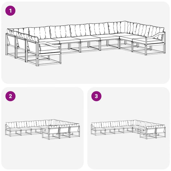Utomhussoffset med kudde 10 pcs Vit och Beige