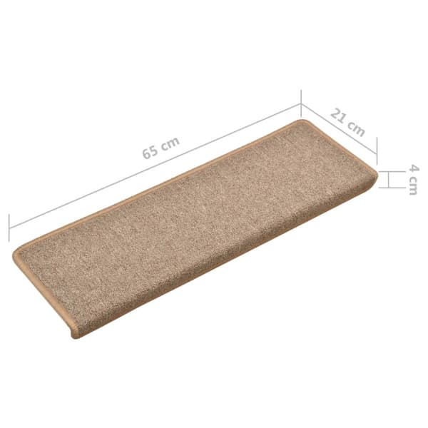 Trappmattor 15 st 65x21x4 cm ljusbruna rektangulära kanter