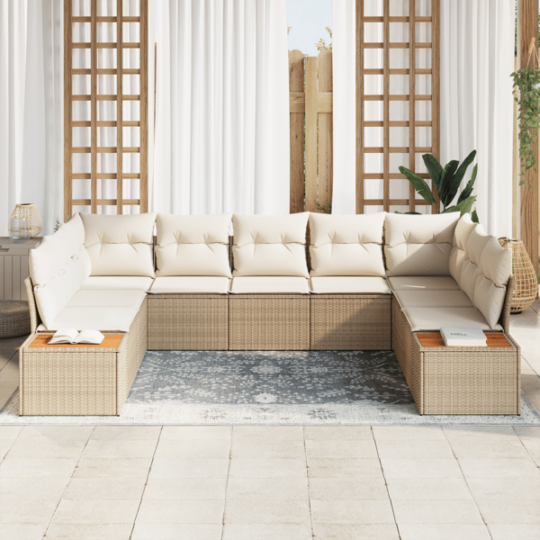 Trädgårdsoffset 5 pcs Beige och gräddfärgad Polyrattan