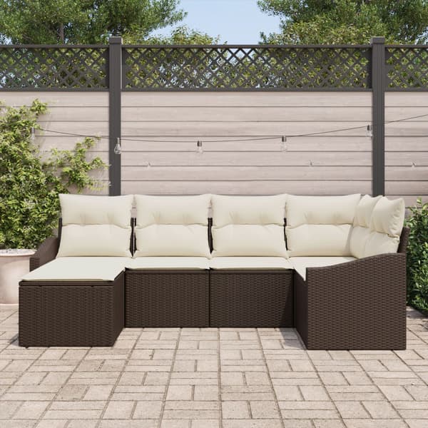 Soffset med kudde 6 pcs Brun konstrotting