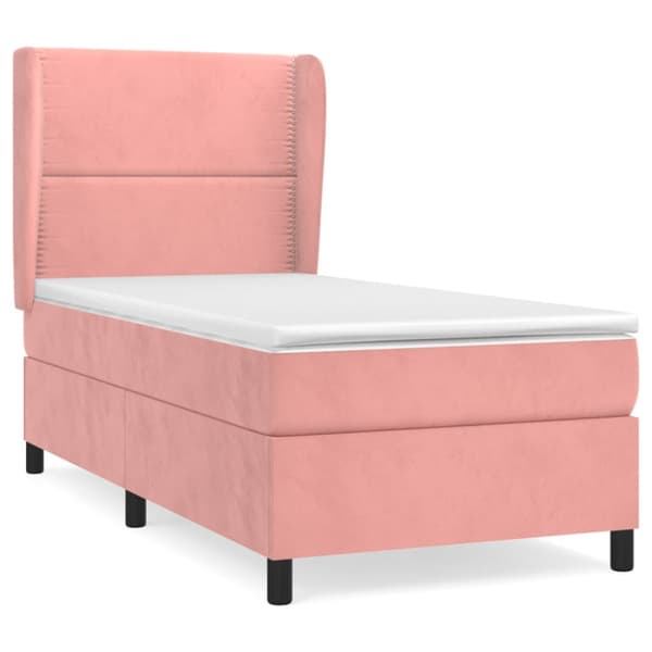 Ramsäng med madrass rosa 80x200 cm sammet