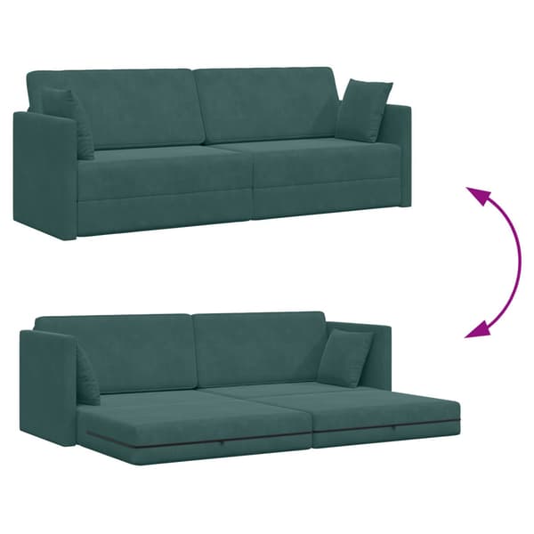 Golvbäddsoffa Mörkgrön 213 x 70 x 77 cm Sammet