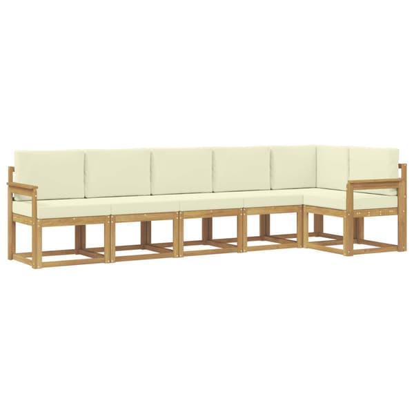 Utomhussoffset med kudde 6 pcs Vit och grädde Polyester