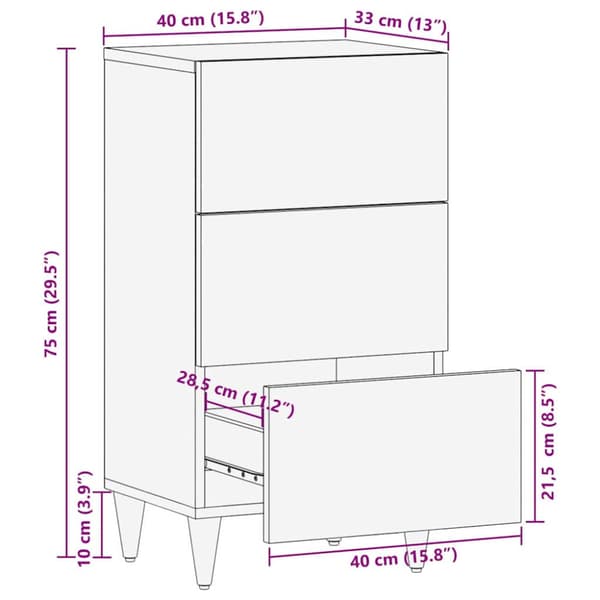 Sideboard med låda Vit 33.5 x 40 x 75 cm