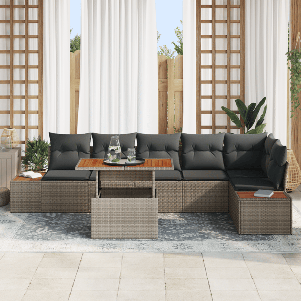 Trädgårdsoffset med lagring 7 pcs Grå Poly rattan