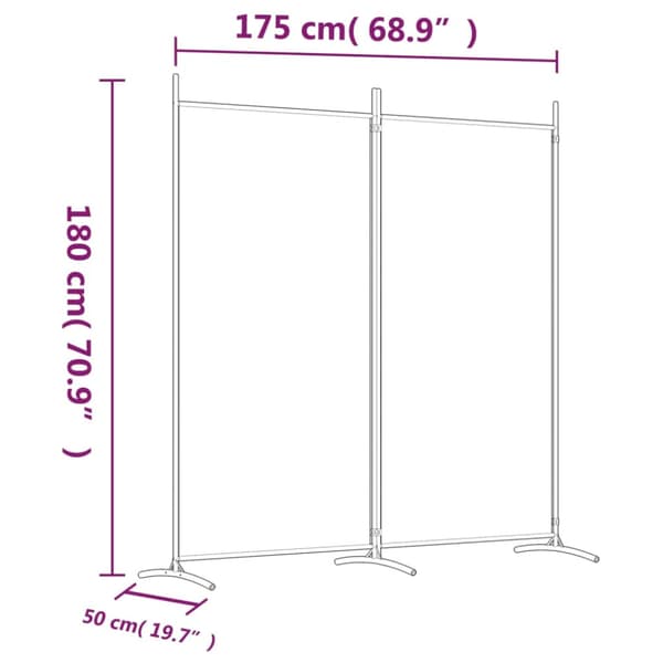 Rumsavdelare 2 panel vit 175x180 cm tyg