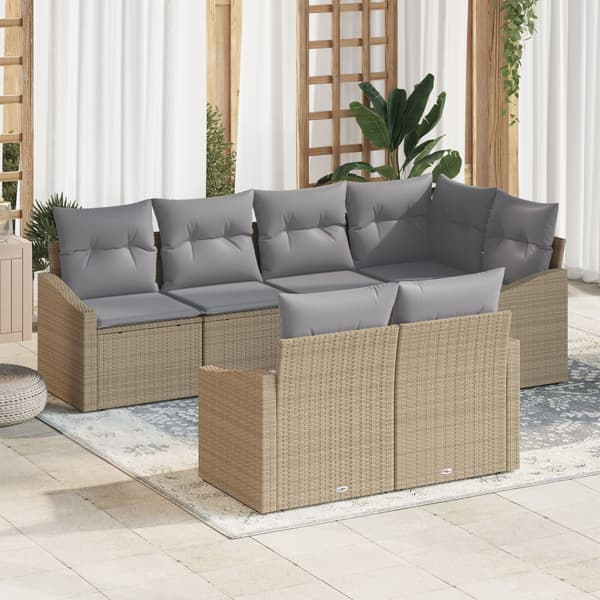 Soffset med kudde 7 pcs Beige konstrotting