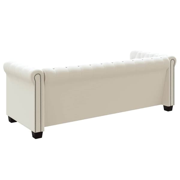 Chesterfield 3-sits konstläder vit