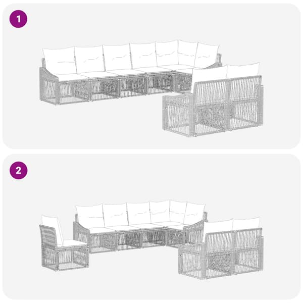 Trädgårdsoffset 8 pcs Grå konstrotting
