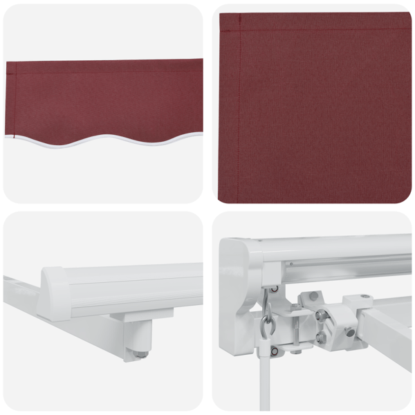 Markisram Vinröd 350 x 200 cm Polyester med PU-beläggning