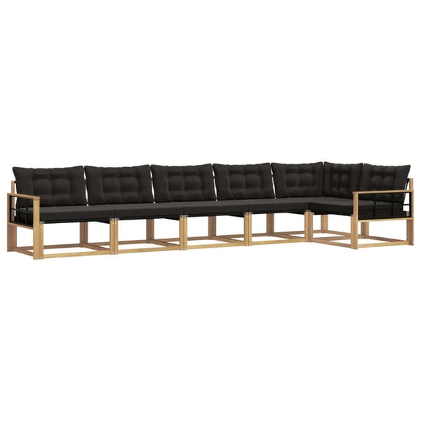 Utomhussoffset med kudde 6 pcs Vit och svart