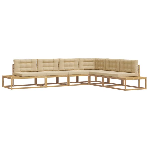 Utomhussoffset med kudde Vit 357 x 198,5 x 73 cm Polyester