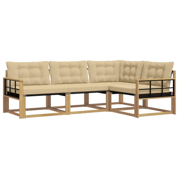 Utomhussoffset med kudde 4 pcs Vit och Beige