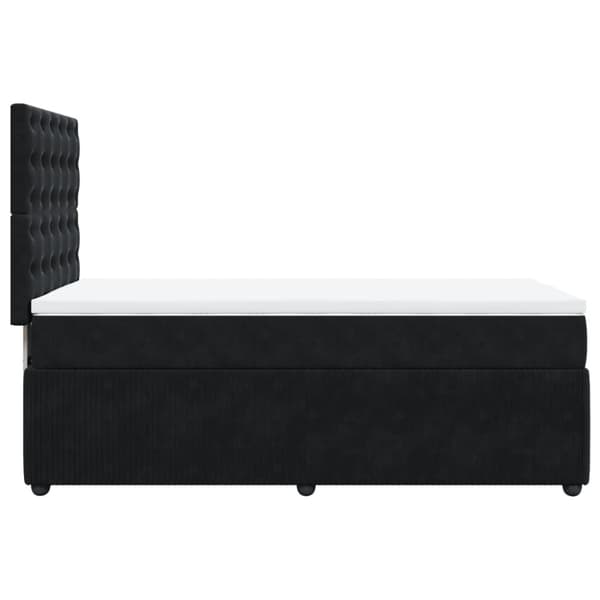 Ramsäng med madrass svart 90x200 cm sammet