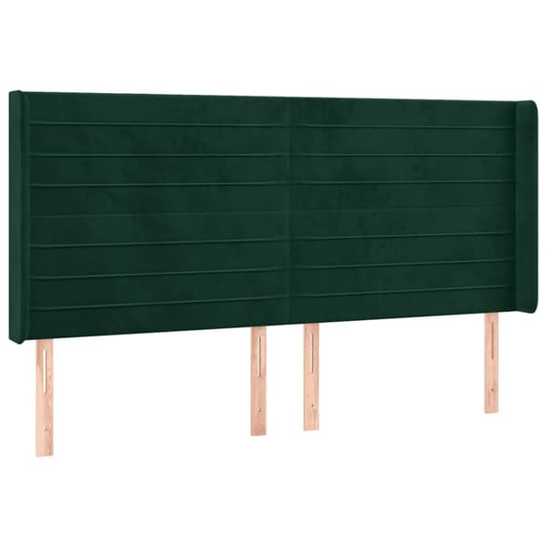 Ramsäng med madrass & LED mörkgrön 160x200 cm sammet