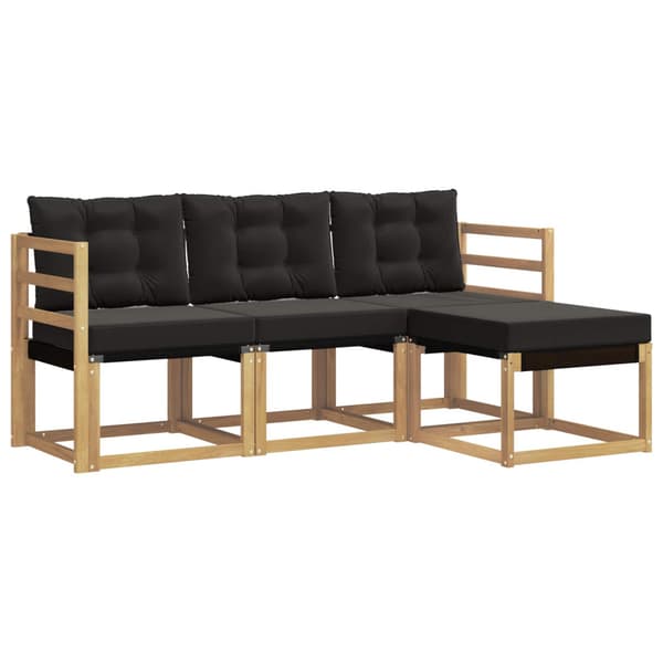 Utomhussoffset med kudde 4 pcs Vit och svart