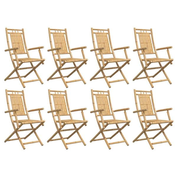 Hopfällbara trädgårdsstolar 8 st 53x66x99 cm bambu