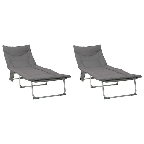 Hopfällbar solstol med kudde 2 pcs Antracit