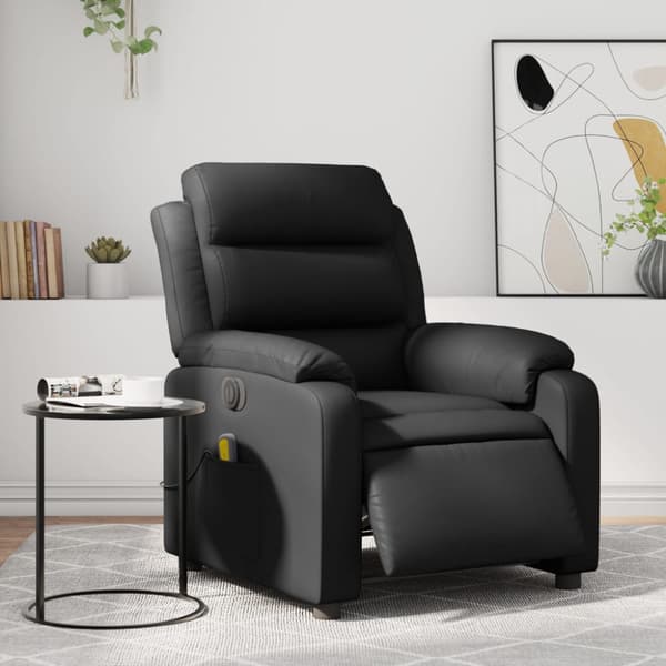 Elektrisk massagefåtölj svart konstläder