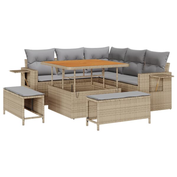 Trädgårdsoffset med kudde 8 pcs Beige konstrotting