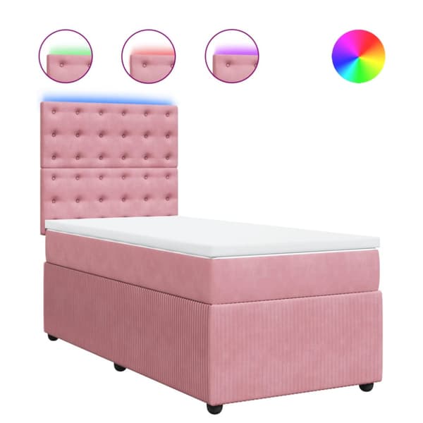 Ramsäng med madrass rosa 80x200 cm sammet
