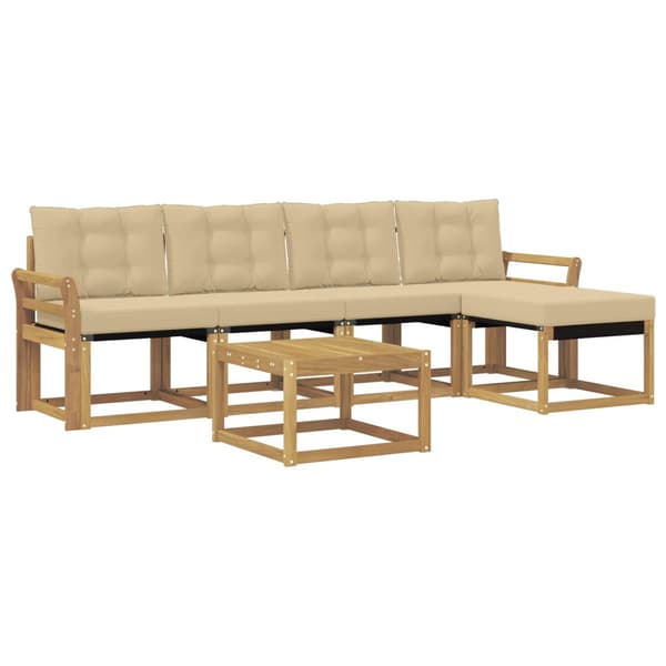 Utomhussoffset med kudde 6 pcs Vit och Beige